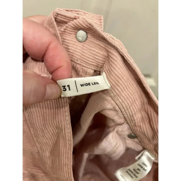PacSun Solid Pink Corduroy Pants Wide Leg High Waisted Pockets Cotton Women’s 31 - Picture 10 of 10